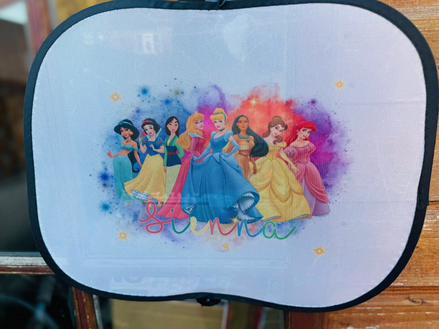 PERSONAISED COLOURFUL PRINCESS CAR SUN SHADE