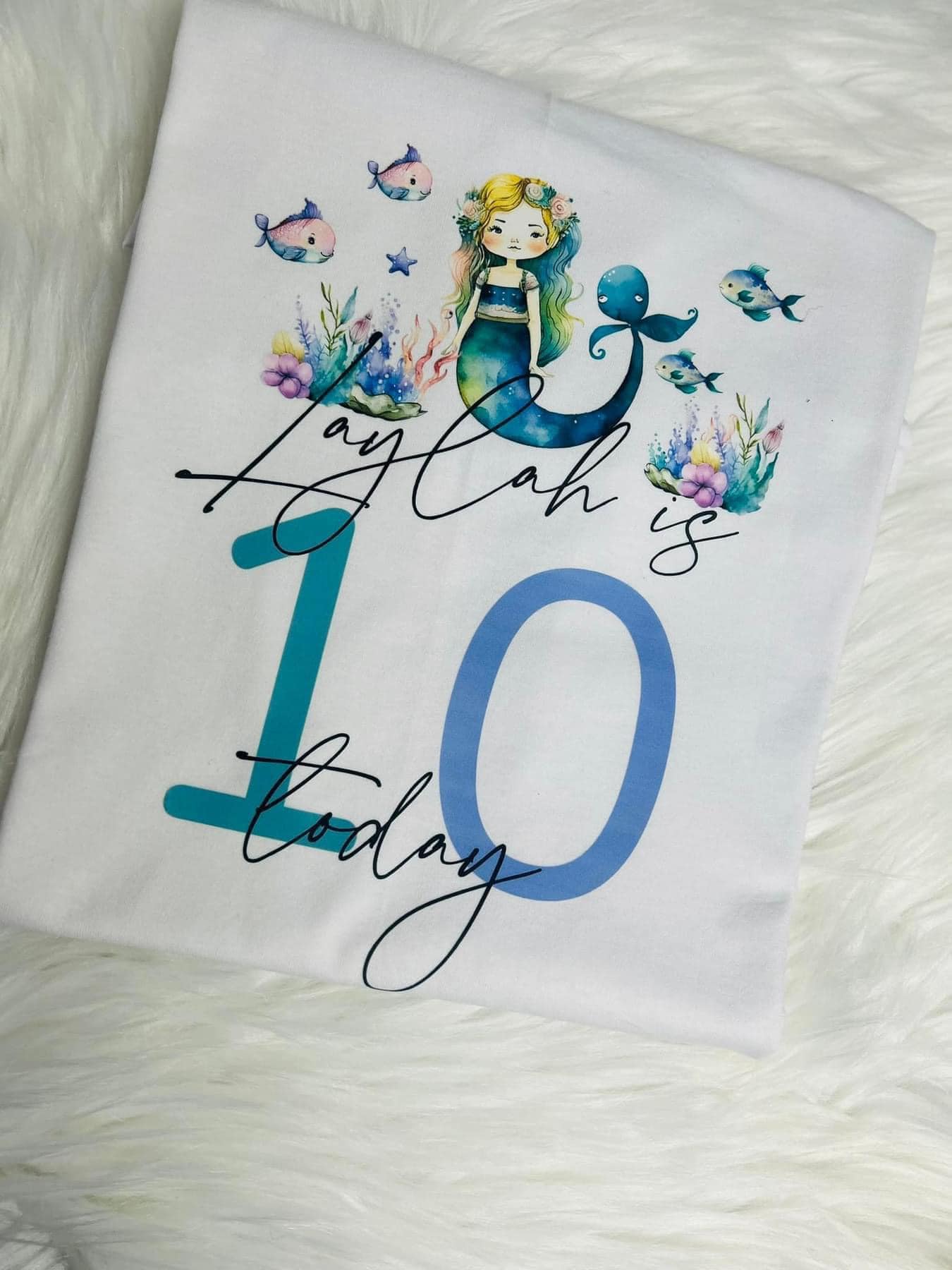 PERSONALISED MERMAID THEME BIRTHDAY T-SHIRT