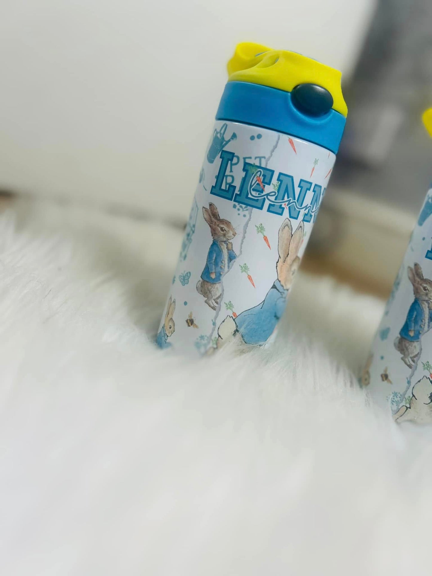 BLUE JACKET BUNNY PERSONALISED 2 TONE WATER BOTTLE