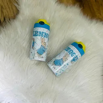 BLUE JACKET BUNNY PERSONALISED 2 TONE WATER BOTTLE