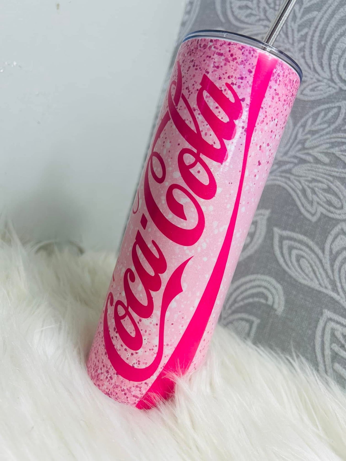 PINK GLITTER COCA COLA PERSONALISED 20OZ TUMBLER