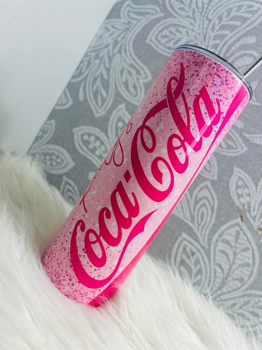 PINK GLITTER COCA COLA PERSONALISED 20OZ TUMBLER