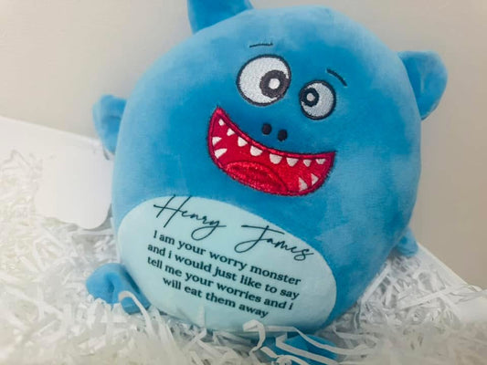 WORRY MONSTER PERSONALISED TEDDY - PINK/GREEN/BLUE