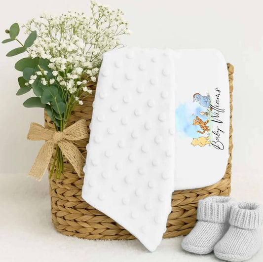Pooh bear and friends personalised baby blankets